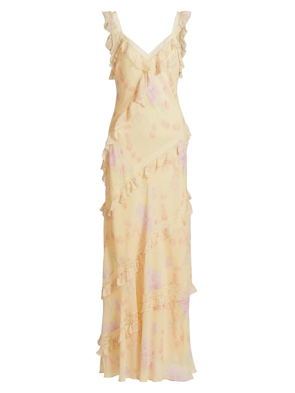 LoveShackFancy Radiance Bias-cut Ruffled Maxi Dress